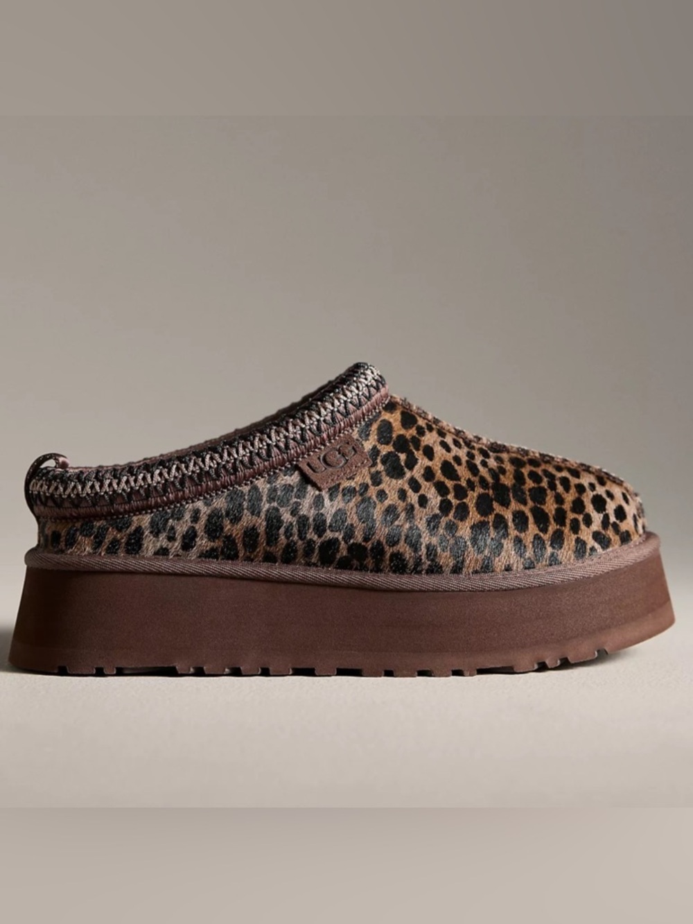 . UGG TAZZ Leopard Brown Caspian Platform Slipper Shoes